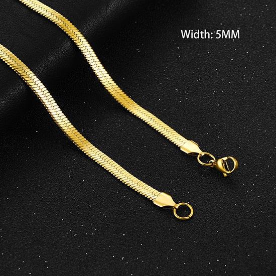 Flat Stainless Steel Snake Chain/Necklace