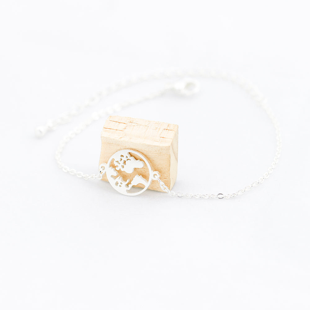 Stainless Steel World Map Bracelet