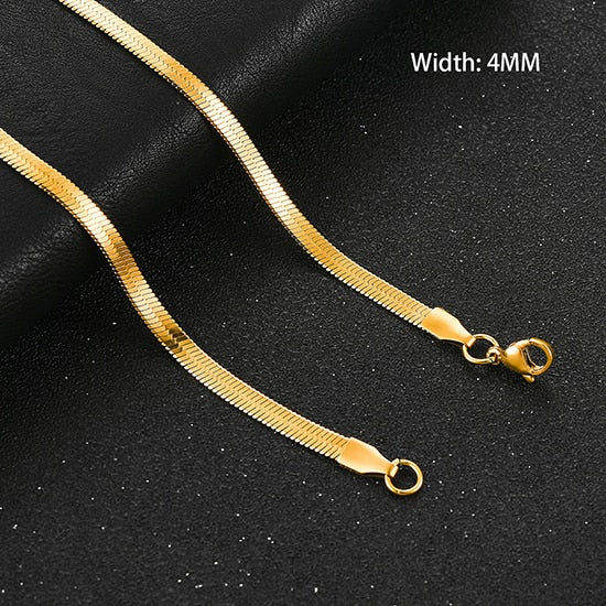 Flat Stainless Steel Snake Chain/Necklace