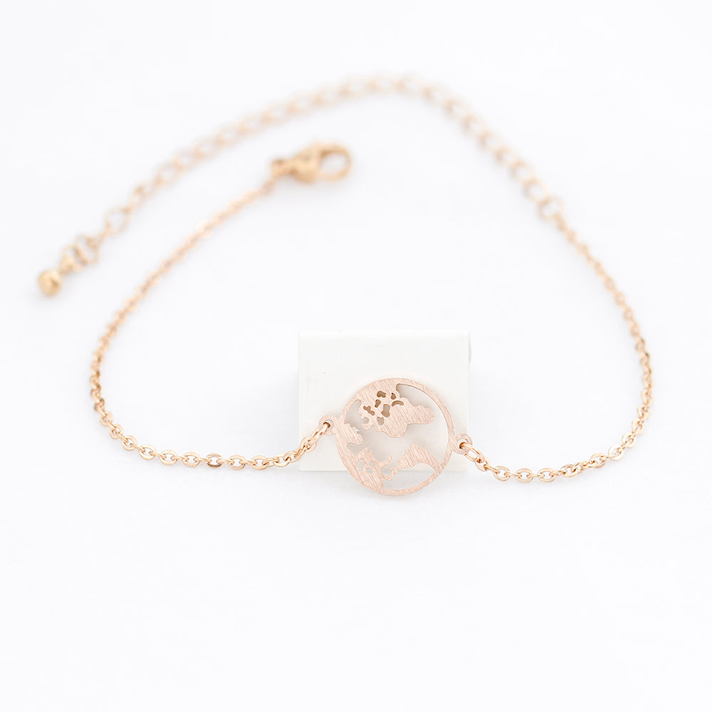 Stainless Steel World Map Bracelet