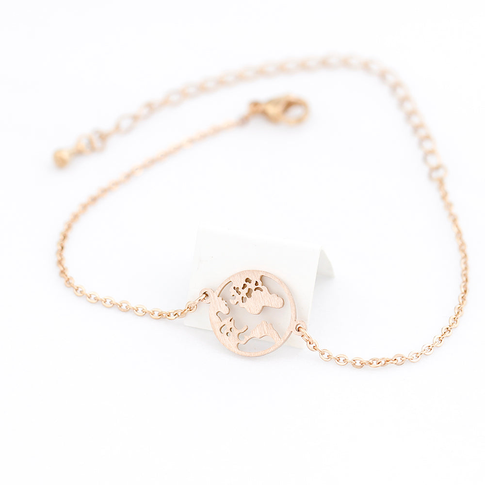 Stainless Steel World Map Bracelet