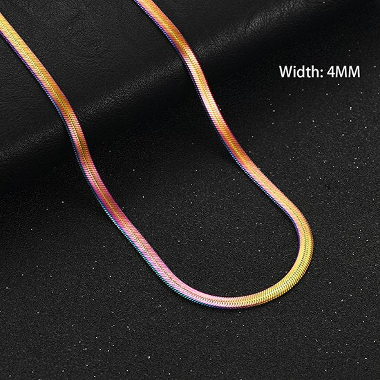 Flat Stainless Steel Snake Chain/Necklace