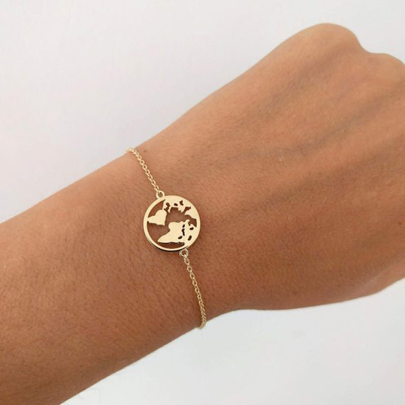 Stainless Steel World Map Bracelet